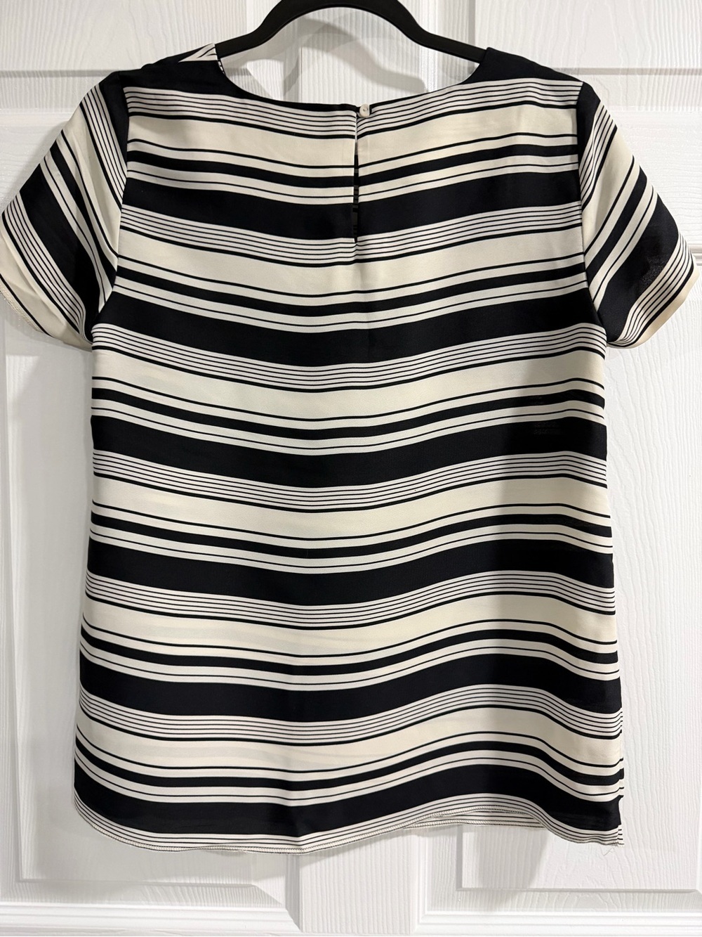 LOFT Black and Cream Striped Short Sleeve Tee - Picture 2 of 6